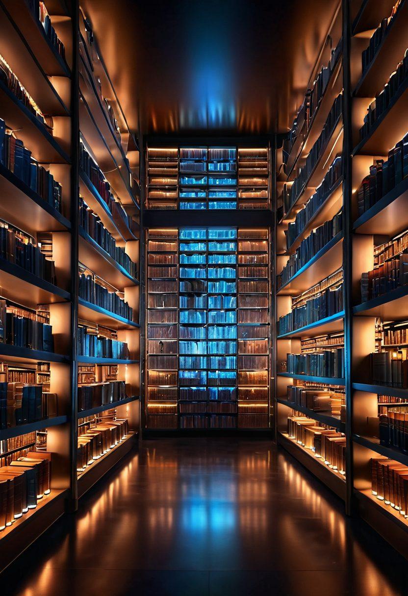 A visually striking image of a multi-layered digital library with towering bookshelves filled with glowing books, an intricate web of interconnected data points representing indexing, and a key unlocking a massive data vault. Soft rays of light illuminating the scene, showcasing the harmony of technology and knowledge. super-realistic. vibrant colors. futuristic style.